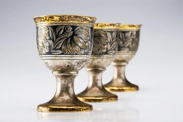 Trzy starożytne Puchar wina — Zdjęcie stockowe