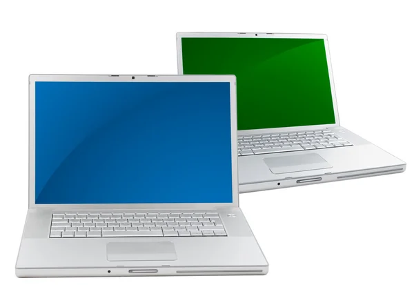 두 개의 노트북 흰색 절연 스톡 사진