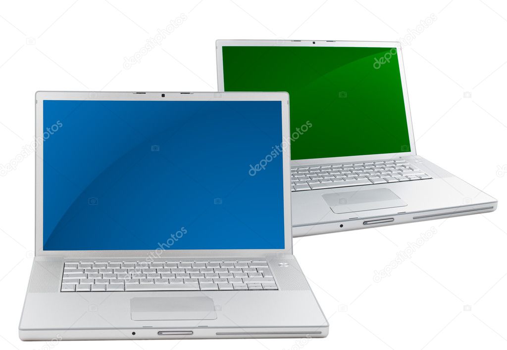 Two Laptops isolated on white