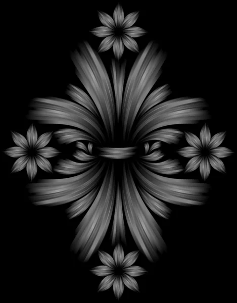 在黑色的抽象花卉灰色背景 — 图库照片