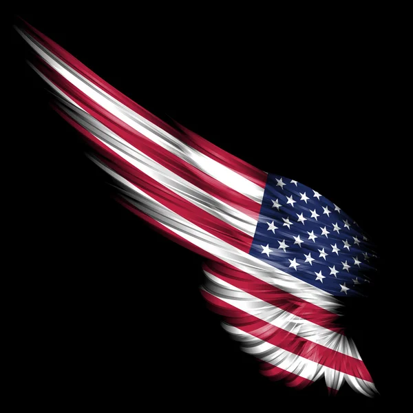 Αφηρημένη πτέρυγα με αμερικανική σημαία σε μαύρο φόντο — Φωτογραφία Αρχείου