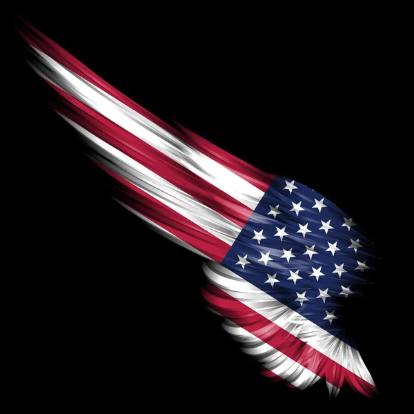 Abstrakter Flügel Mit Amerikanischer Flagge Auf Schwarzem Hintergrund — Stockfoto