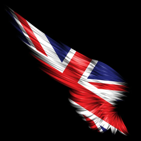 Ala Abstracta Con Bandera Del Reino Unido Sobre Fondo Negro — Foto de Stock