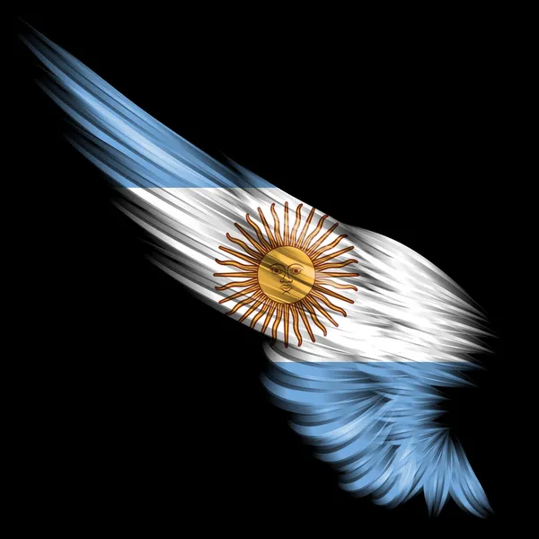 Abstraktní Křídlo Vlajkou Argentiny Černém Pozadí — Stock fotografie