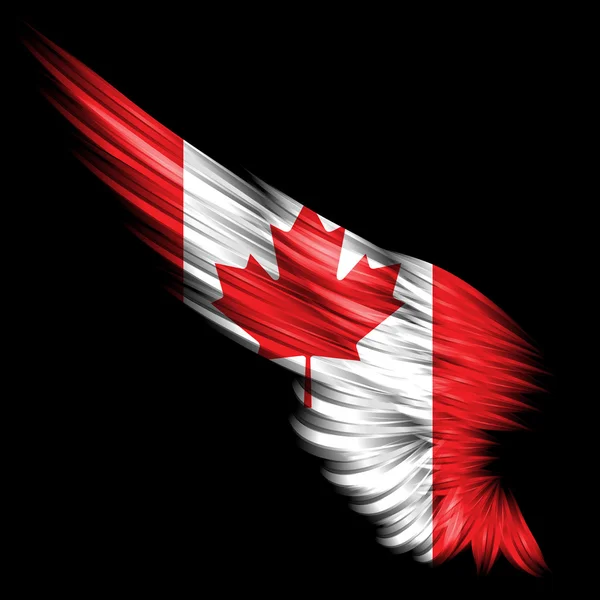 与加拿大国旗在黑色背景上的抽象翼 — 图库照片