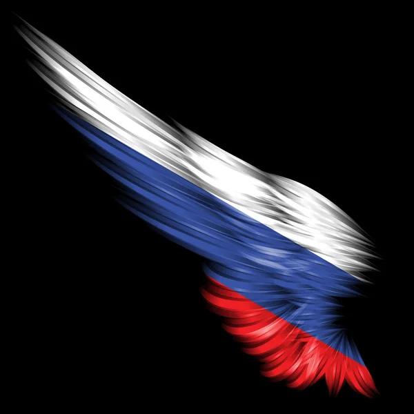 Ala abstracta con bandera de Rusia sobre fondo negro — Foto de Stock