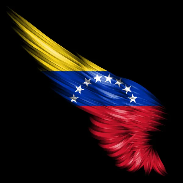 Siyah arka plan üzerine Venezüella bayrağı ile arka kanat — Stok fotoğraf