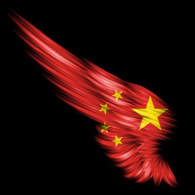 The Abstract wing with 's Republic of China flag on black background clipart