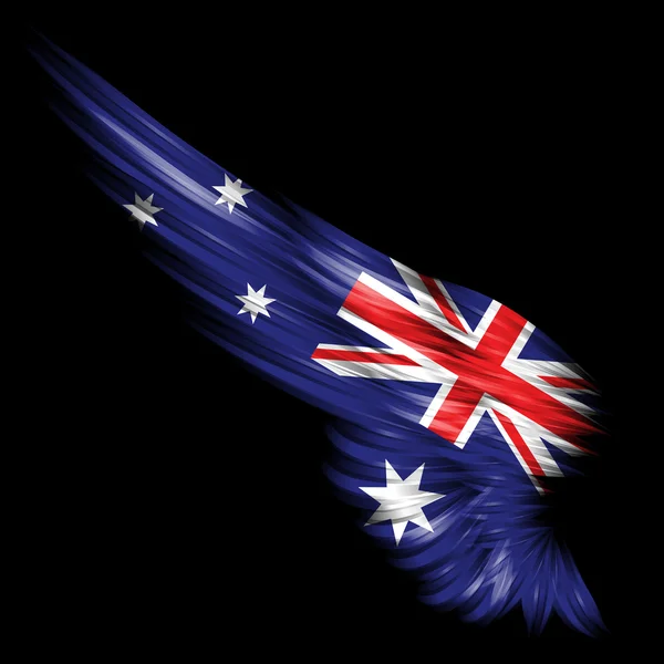 Abstracte Vleugel Met Australië Vlag Zwarte Achtergrond — Stockfoto