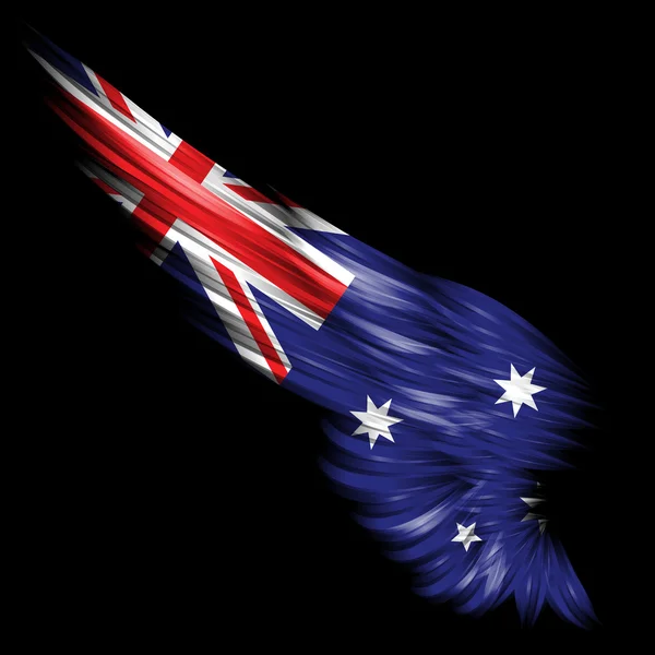 Abstracte Vleugel Met Australische Vlag Zwarte Achtergrond — Stockfoto