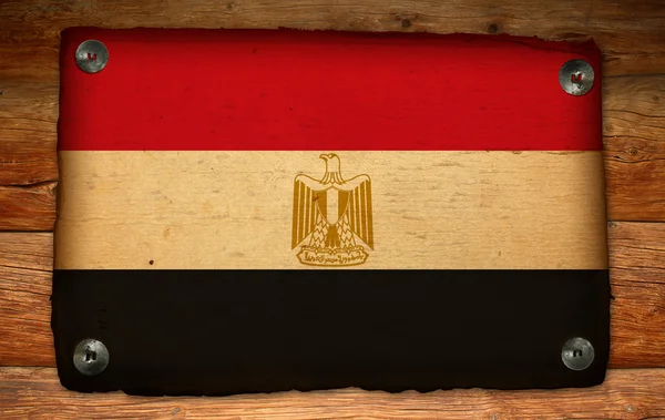 Antico Egitto bandiera su sfondo di legno antico — Foto Stock
