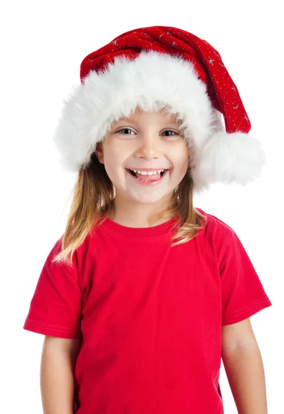 Little girl in a santa claus hat Stock Image