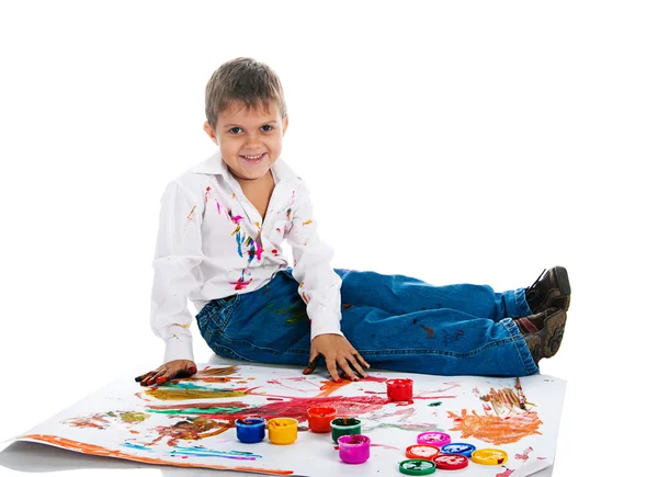 A festés szereplő kisfiú — Stock Fotó