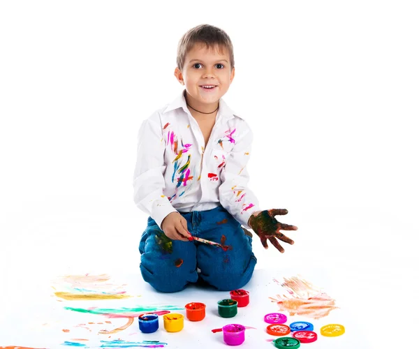 Little boy covered in paint — Stock Photo, Image