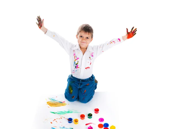 Niño cubierto de pintura — Foto de Stock