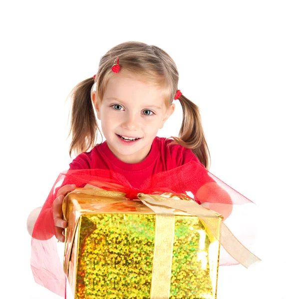 Glimlachend meisje wih de gift — Stockfoto