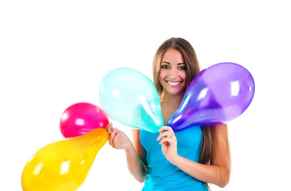 Roztomilé ženy s balónky — Stock fotografie