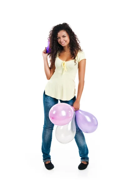 Jong meisje met de ballonnen — Stockfoto