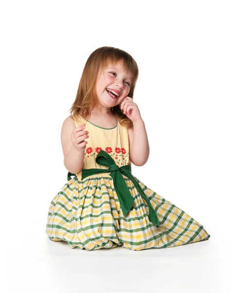Smějící se malé děvče, samostatný — Stock fotografie