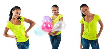 Set of a happy black women photos clipart