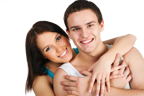 Lächelndes Paar Isoliert Auf Weißem Hintergrund — Stockfoto