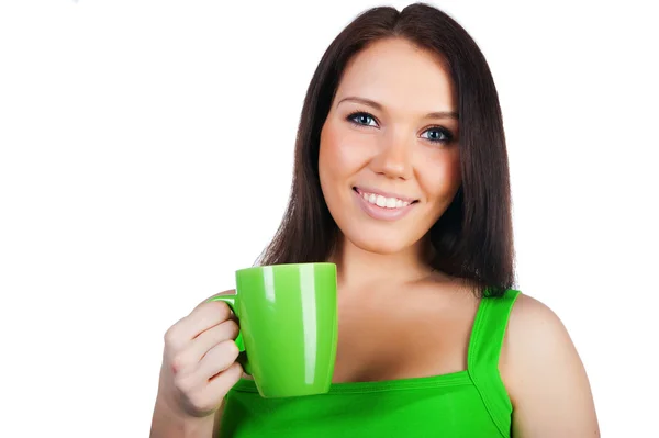 Pretty young women with the cup of tea — Stock Photo, Image