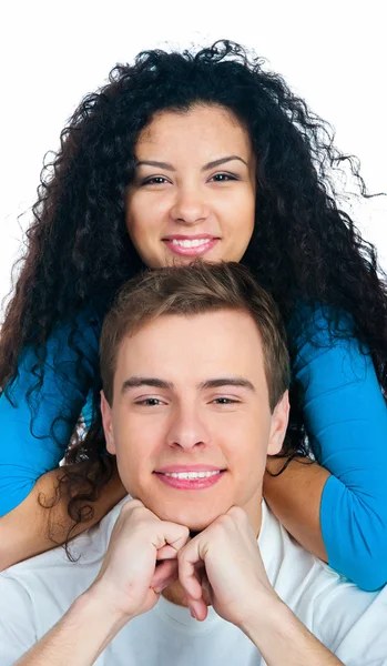 Lachende Paar Geïsoleerd Een Witte Achtergrond — Stockfoto