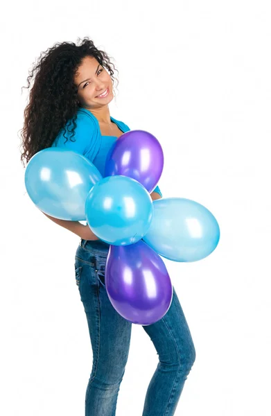 Słodkie kobiety z balonów — Zdjęcie stockowe