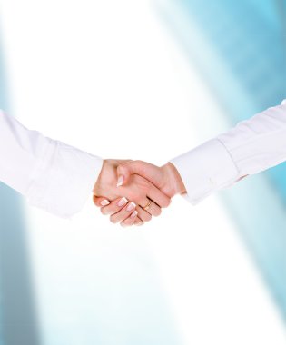 Two woman shaking hands clipart