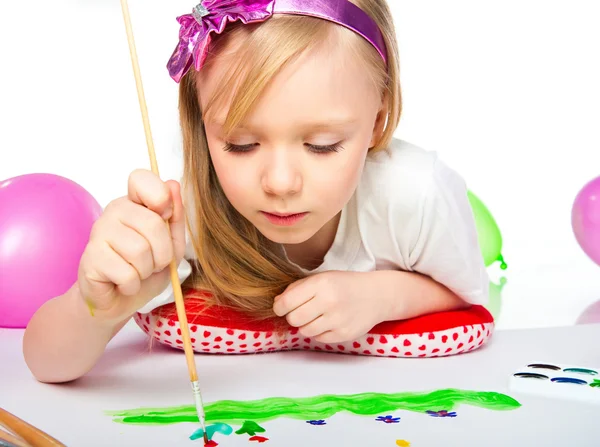 Sevimli küçük kız çizim sanat — Stok fotoğraf