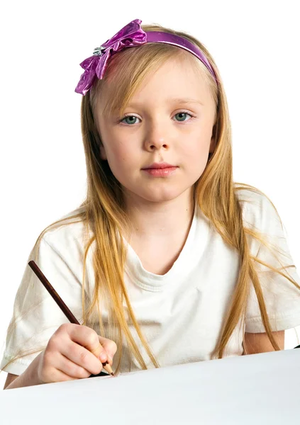 Αξιολάτρευτο μικρό κορίτσι σχεδίασης γραφικών — Φωτογραφία Αρχείου