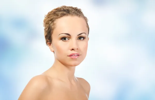 Close-up portrait of caucasian young woman — Stock Photo, Image