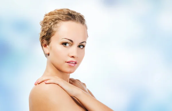 Close-up portrait of caucasian young woman — Stock Photo, Image