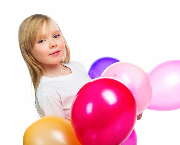 漂亮的小女孩与气球 — 图库照片