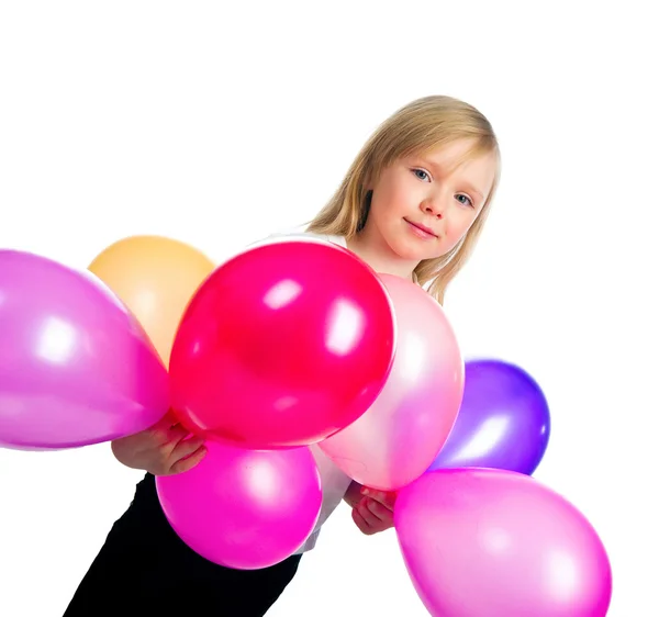 Całkiem mała dziewczynka z balonów — Zdjęcie stockowe