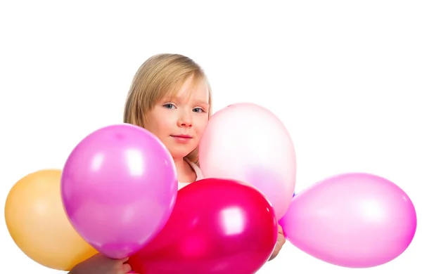 Vrij klein meisje met ballonnen — Stockfoto