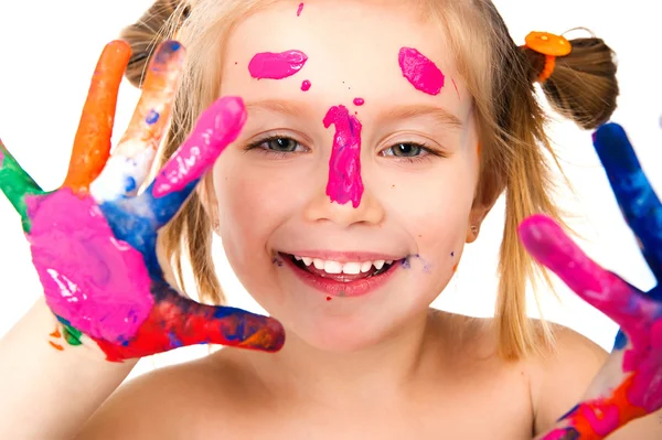 Kleines Mädchen mit Farbe — Stockfoto