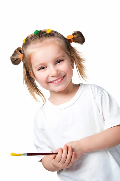 Маленька дівчинка з фарбою — стокове фото