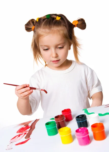 Little girl with paint — Stock Photo, Image
