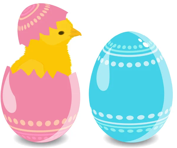 Velikonoční vejce s kuřetem — Stockový vektor