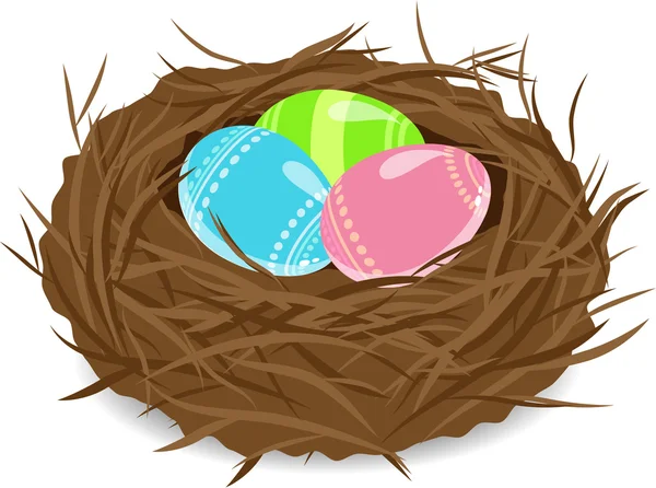 Huevos de Pascua en el nido — Archivo Imágenes Vectoriales