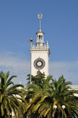 Tower of the Sochi railroad station clipart