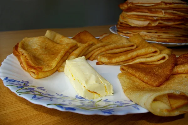 Russian pancakes with butter — Stock Photo, Image