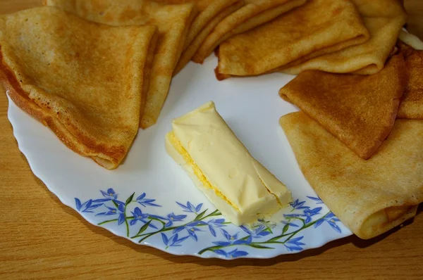 Russian pancakes with butter — Stock Photo, Image