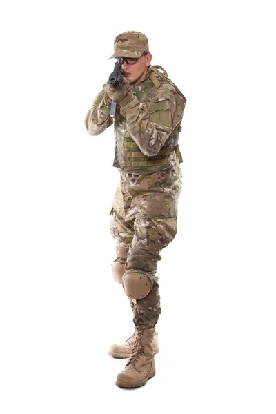Soldado com espingarda — Fotografia de Stock