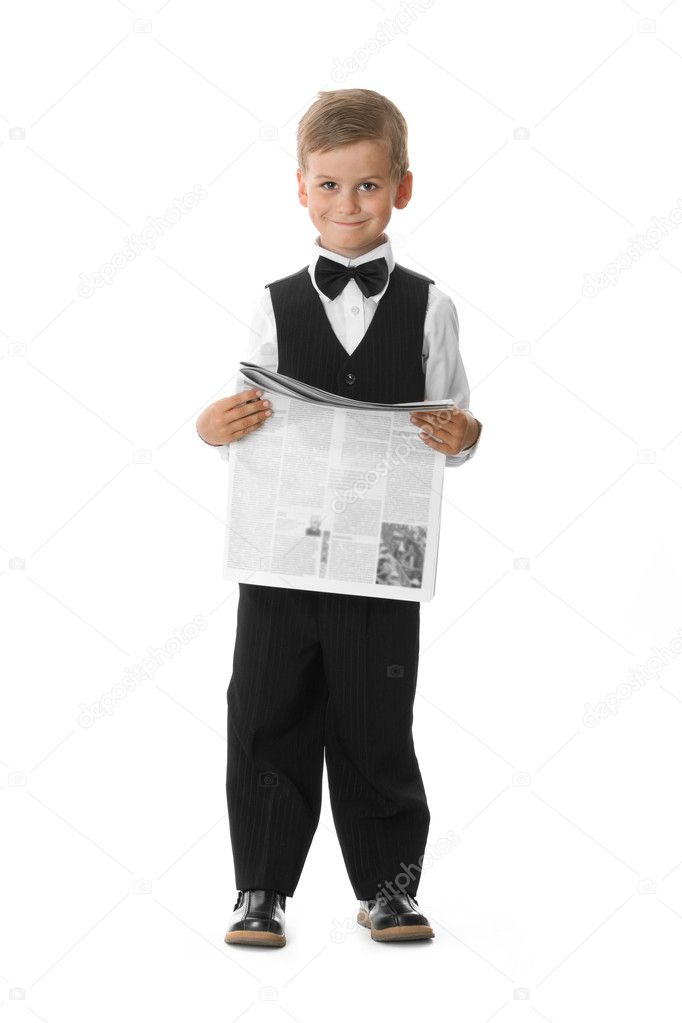 Boy Holding A Newspaper Stock Photo By C Bloodua