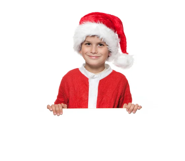 Noel poster tutan çocuk — Stok fotoğraf