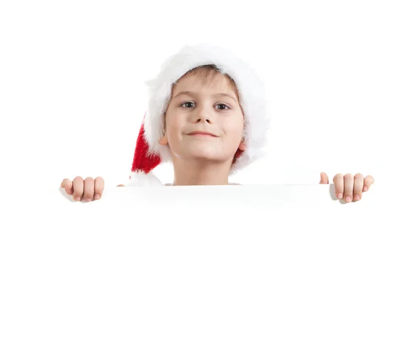 Menino segurando um pôster de Natal — Fotografia de Stock