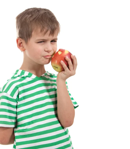 Elma tutan çocuk. — Stok fotoğraf