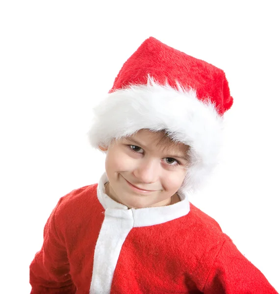 男孩打扮成圣诞老人 图库照片